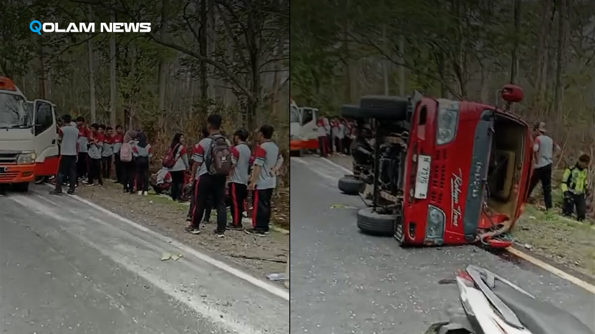 Kecelakaan Elf di Jalan Pantura Taman Nasional Baluran yang melibatkan siswa SMAN 1 Panji, Situbondo.